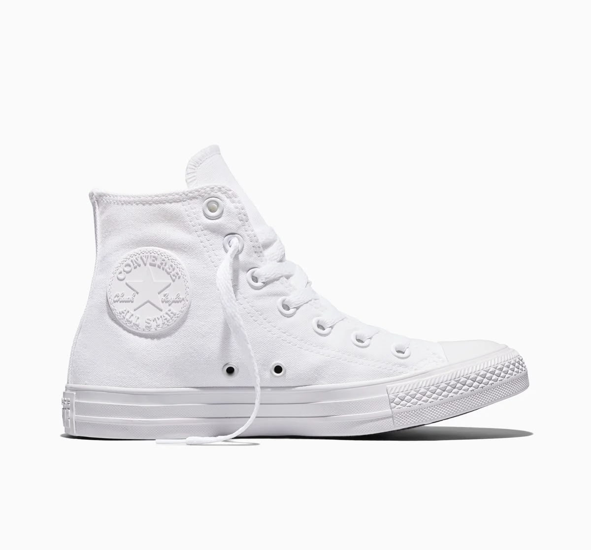 Converse all white high tops