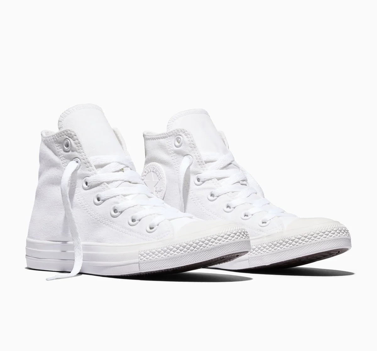 Converse all white high tops
