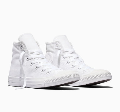 Converse all white high tops
