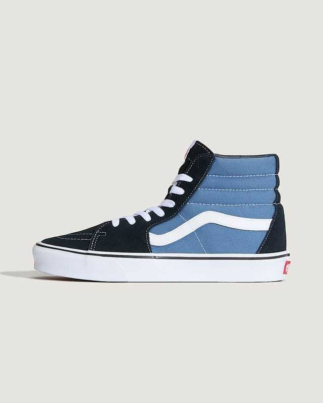 Vans Sk8-Hi high-top sneakers in a blue, black, and white