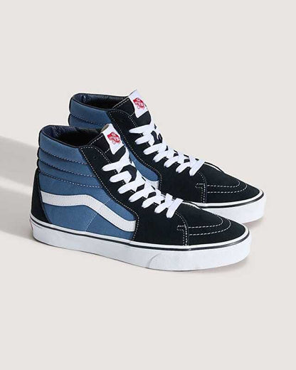 Vans Sk8-Hi high-top sneakers in a blue, black, and white